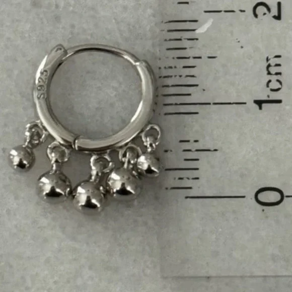 Sterling Silver Ball Round Fringe Huggie Hoop Earrings 

Brand New - Picture 2 of 5